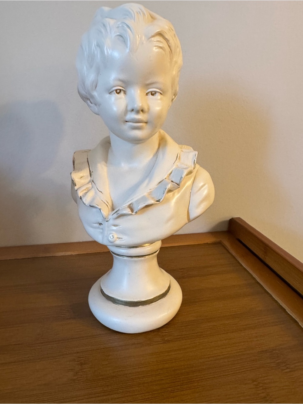 Decorative Cream boy Sculpture bust Home Accents art mid century decor vintage